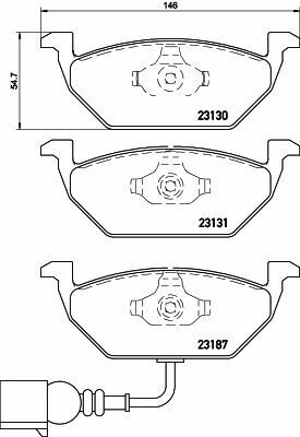 HELLA PAGİD 8DB355008-551 | Ön Fren Balatası-Kablolu-(VW Golf 98-06 Polo 02-05 Audi A3 97-03 Seat Leon 00-06 Skoda Octavia 97-11)