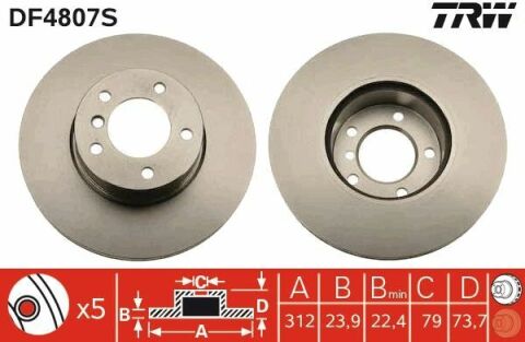 TRW DF4807S | Disk On (Ad) 05 &Gt, 1-Seri (F20-F21) 3-Seri (F30-F31) (Kutu Fıyat Tek) | 2 Adet