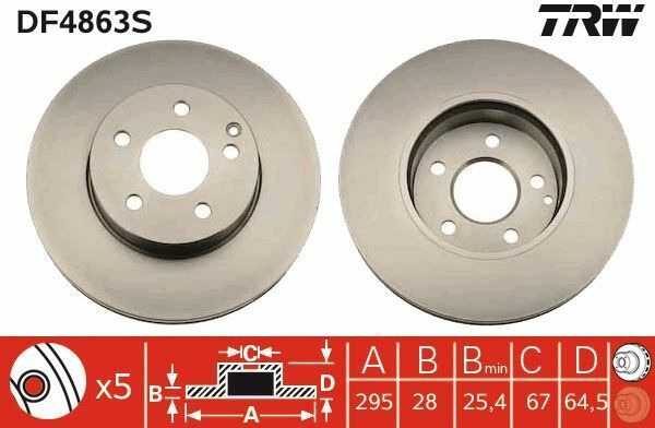 TRW DF4863S | Disk On (Ad) 07-C-Seri (W204) E-Seri (W212) Kaplamalı Spor Paketı Olmayan (Kutu Fıyat Tek) | 2 Adet