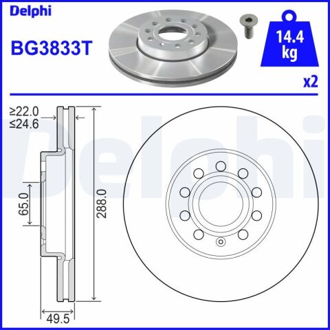 DELPHI BG3833 | Volkswagen Jetta 2010-2015 Model Ön Fren Disk Takımı