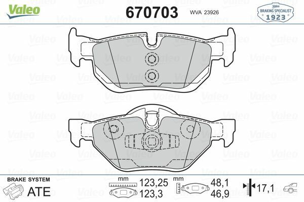VALEO 670703 | Fren Balata Arka 05-1S-E81-82-87-88-3S-E90-E91-E92-E93