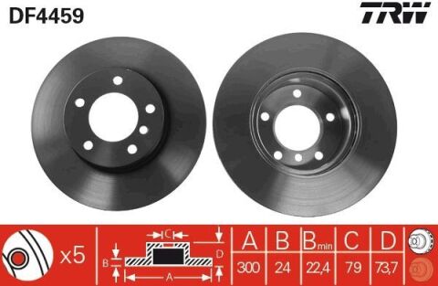 TRW DF4459 | Disk On 06-BMW 3S-E90 1S-E81-E87 | 1 Adet
