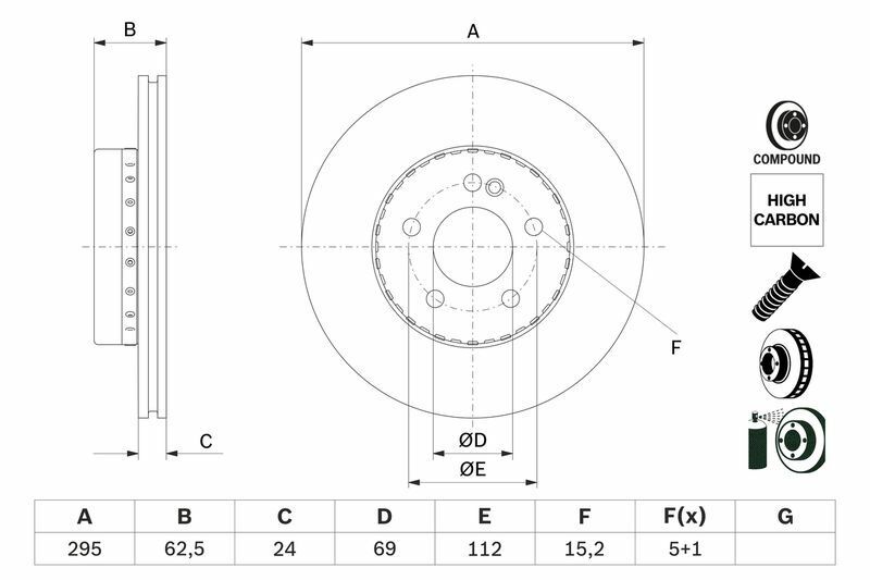 BOSCH 0986479H45 | Disk On (Ad) 18-C-Seri (W205-S205) | 2 Adet