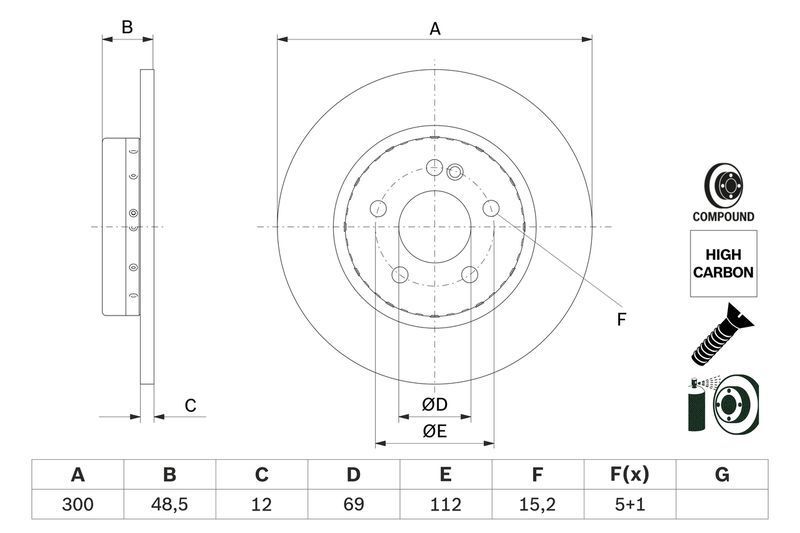 BOSCH 0986479H49 | Disk Arka (Ad) 15-C-Seri (W205-A205-C205-S205) Kaplamalı | 2 Adet
