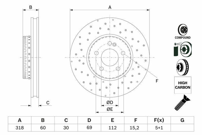 BOSCH 0986479H37 | Disk On (Ad) 14-C-Seri (W205-S205) Kaplamalı | 2 Adet