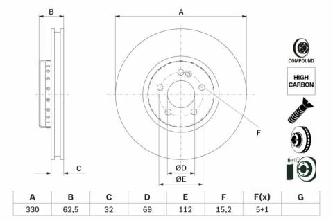 BOSCH 0986479H48 | Disk On (Ad) 14 &Gt, C-Seri (W205-A205-C205-S205) E-Seri (W213-S213-A238-C238) | 2 Adet