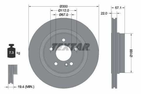 TEXTAR 92163605 | Fren Diski 204 Arka C 250 / 300 / 320 / 350 Tek | 2 Adet