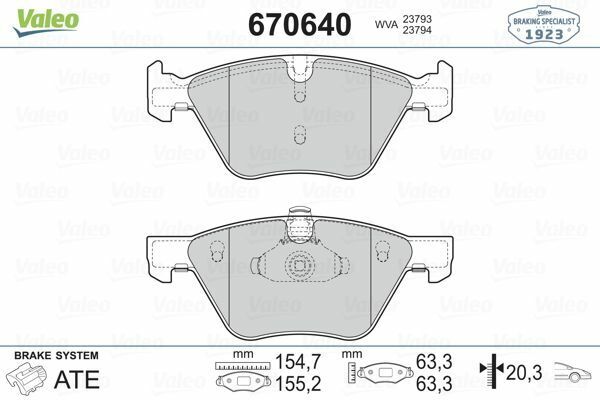 VALEO 670640 | Fren Balata Ön 03-5S-E60-E61