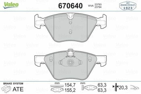 VALEO 670640 | Fren Balata Ön 03-5S-E60-E61