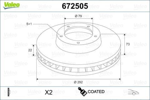 VALEO 672505 | Fren Diski Ön Havalı Kaplamalı BMW E81 E82 E87 E88 E90