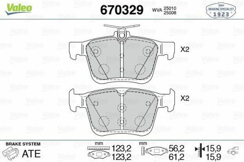 VALEO 670329 | Fren Balata Arka 13-Golf.VII-A3
