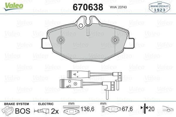 VALEO 670638 | Fren Balata Ön 03-W211 E200-220-240 CDI