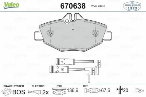 VALEO 670638 | Fren Balata Ön 03-W211 E200-220-240 CDI