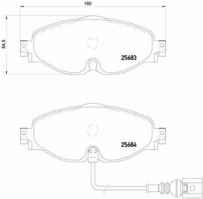 BREMBO P85126X | Fren Balatası Ön Kablolu-(VW Caddy 16-Golf13-Audi A3 13-Seat Leon 13-Skoda Octavia 13 -) Xtra
