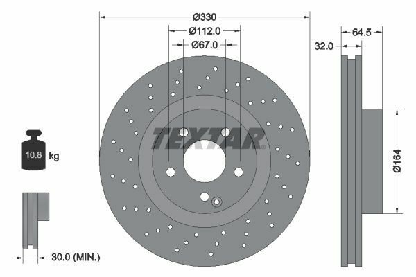 TEXTAR 92120205 | Fren Diski 230 / 211 Ön Tek | 2 Adet