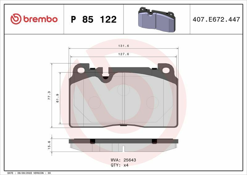 BREMBO P85122 | Ön Fren Balatası 16mm Audi Q5