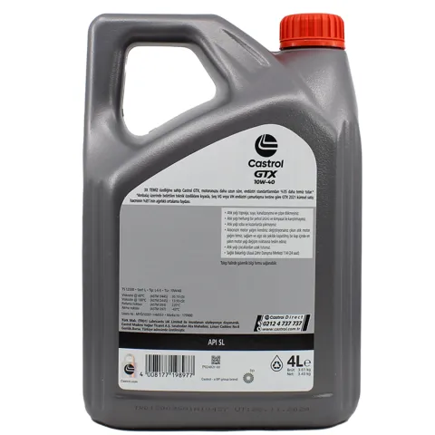 Castrol Gtx 10W40 4 Lt Sentetik Motor Yağı