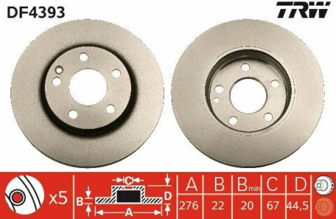 TRW DF4393 | Disk On 05-13 A-Seri (W169) B-Seri (W245) | 1 Adet