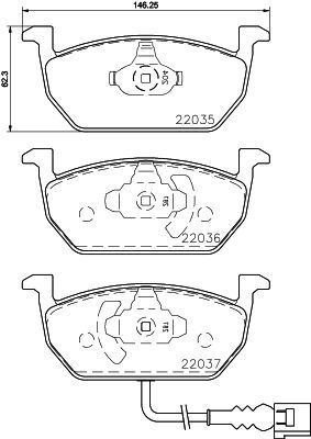 HELLA PAGİD 8DB355021-951 | Fren Balatası Audi, Seat, Skoda, VW A3 (85S, 85M) , A3 Convertible (8V7, 8Ve) , A3 Limousine (8Vs, 8Vm