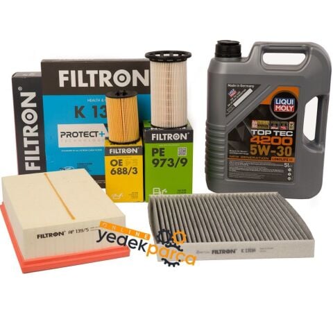 Audi A3 2013 Sonrası 1.6 Dizel Periyodik Bakım Filtre Seti Filtron Marka / Liqui Moly 5w30 5 Litre Yağlı