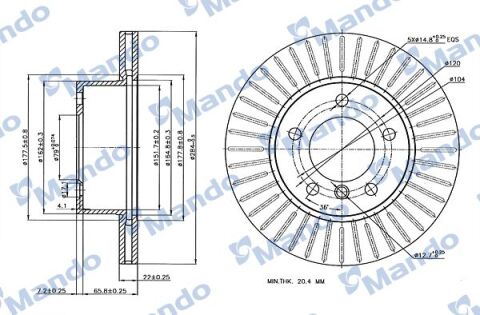 MANDO MBC035370 | Disk On (Ad) 05-BMW 1S-E81-E87 | 2 Adet