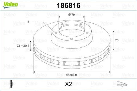 VALEO 186816 | Fren Diski E-87 Ön 1.16 / 1.18 Takım