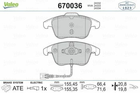 VALEO 670036 | Fren Balata Ön 08-Tiguan 1.4-2.0