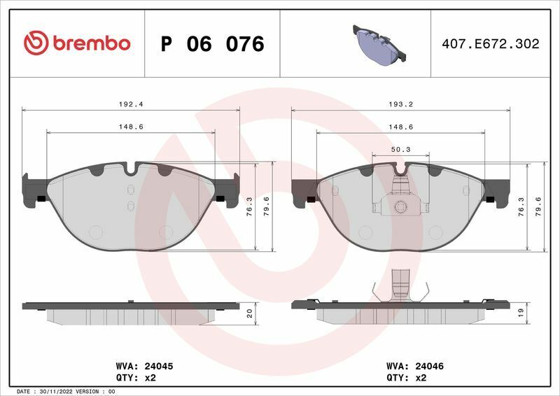 BREMBO P06076 | Fren Balatası F-01 / 02 / 10 Ön