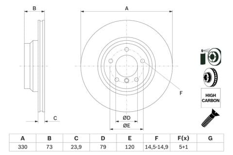 BOSCH 0986479215 | Disk On (Ad) 06-BMW 3S-E90 1S-E81-E87 Kaplamalı | 2 Adet