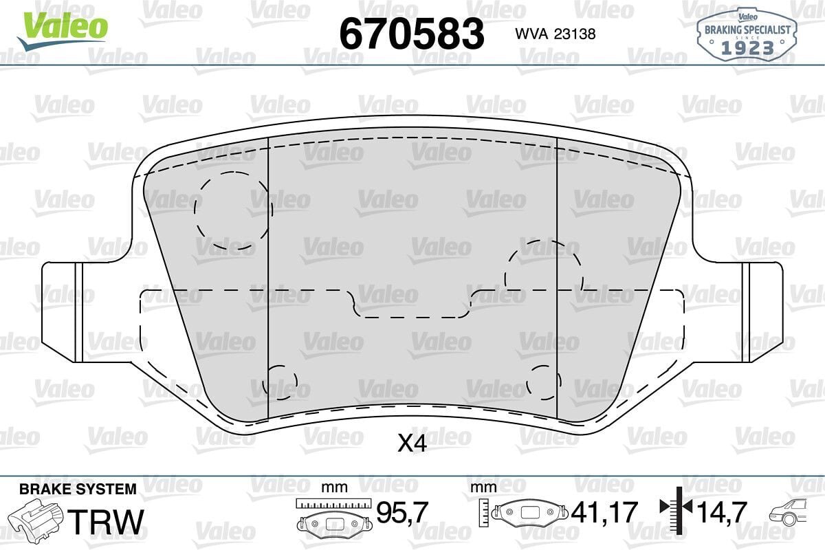 VALEO 670583 | Fren Balata Arka 02-Vaneo-Ms A-B Seri