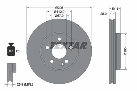 TEXTAR 92254803 | Fren Diski 176 / 246 / 117 / 156 Ön 4 Matic | 2 Adet