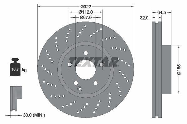 TEXTAR 92163405 | Fren Diski 204 / 212 / 207 Ön Amg | 2 Adet