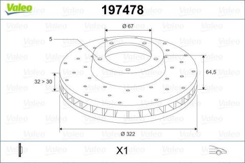 VALEO 197478 | Fren Diski Ön W204 07-14 S204 07-14 W212 09-15 S212 09-16 C207 10-16 A207 10-16