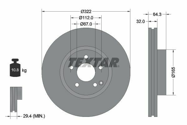 TEXTAR 92163505 | Fren Diski 204 / 212 Ön C 320 / 350-E 250 | 2 Adet