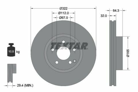 TEXTAR 92163505 | Fren Diski 204 / 212 Ön C 320 / 350-E 250 | 2 Adet