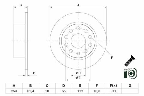 BOSCH 0986479E00 | Disk Arka (Ad) 13-Octavia | 2 Adet