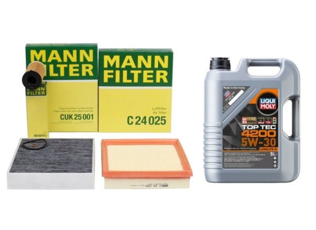 Bmw F30 318i LCI Periyodik Bakım Filtre Seti Mann Marka Liqui Moly Top Tec 4200 5 Litre Motor Yağlı