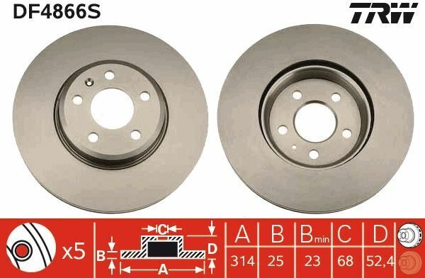 TRW DF4866S | Disk On (Ad) 08-Aı.A4-A5-Q5 (Kutu Fıyat Tek) | 2 Adet