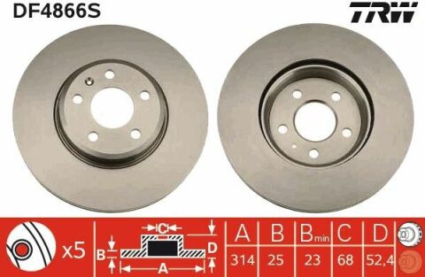 TRW DF4866S | Disk On (Ad) 08-Aı.A4-A5-Q5 (Kutu Fıyat Tek) | 2 Adet
