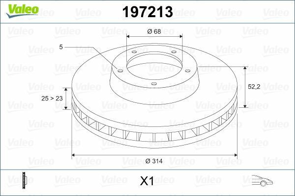 VALEO 197213 | Disk Audi A4 (2007 -) 1.8Tfsı, 2.0Tdı, 2.0Tfsı, 2.7Tdı V6 A5 (2007 -) 1.Fren Bınek (Ithal) | 1 Adet