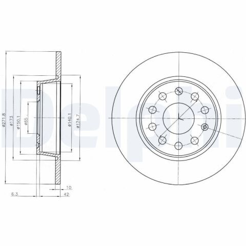 DELPHI BG4324C | Disk Arka 09-Golf.VI.VII-Caddy-Jetta-Sco-Touran Kaplamalı | 1 Adet